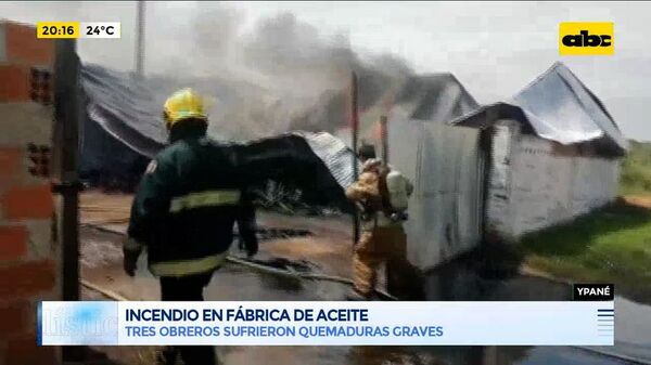 Incendio en fábrica de aceite deja tres obreros con graves quemaduras en Ypané - ABC Noticias - ABC Color