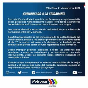 Crónica / Petropar he'i que combustible faltó por la alta demanda