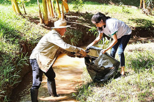 Intendente de Hernandarias participa de jornada de limpieza del arroyo Hu´i Rupá | DIARIO PRIMERA PLANA