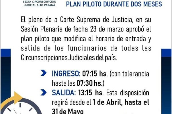 Poder Judicial con nuevo horario desde el 1 de abril
