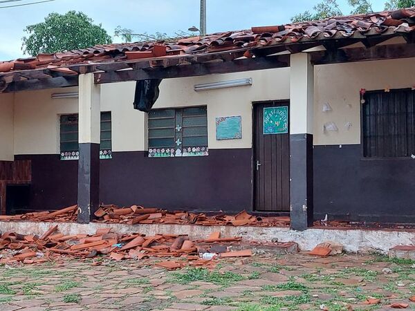 Temporal derrumbó el techo de nueve aulas de una escuela en Luque - Nacionales - ABC Color