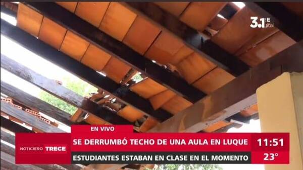 Crónica / [Video] Se desplomó el techo de escuela: de milagro se salvaron estudiantes