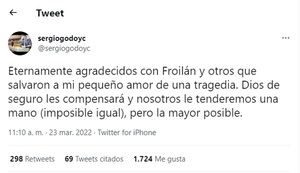 Senador agradece a guardia que arriesgó su vida para rescatar a su hijo del raudal