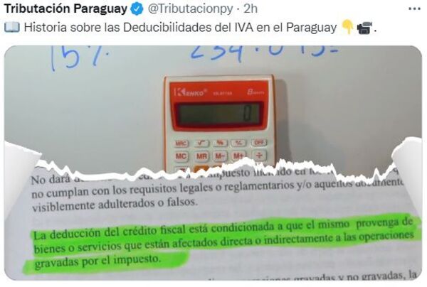 IVA: gastos deben guardar relación con actividad económica, dice la SET - Nacionales - ABC Color