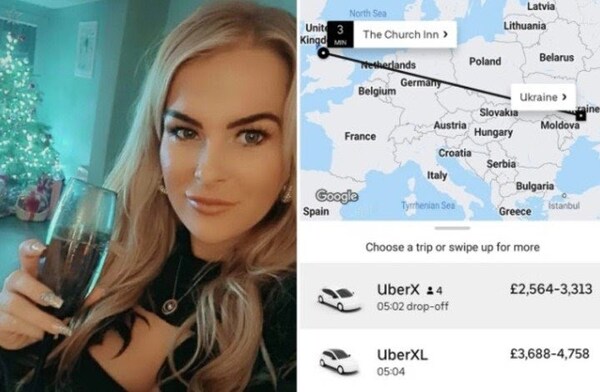 Una ujer pretendía ir en Gran Bretaña: Una mujer con algunas copas de más pidió un Uber para viajar dese Inglaterra a Ucrania