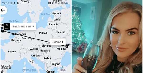 Una mujer con algunas copas de más pidió un Uber para viajar dese Inglaterra a Ucrania por USD 6.000