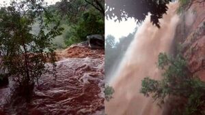 Sorprendente catarata en Salto Suizo tras intensas lluvias