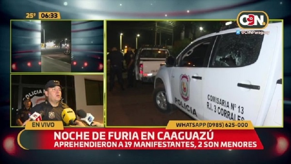 Noche de furia en Caaguazú: Disturbio entre manifestantes y policías - C9N