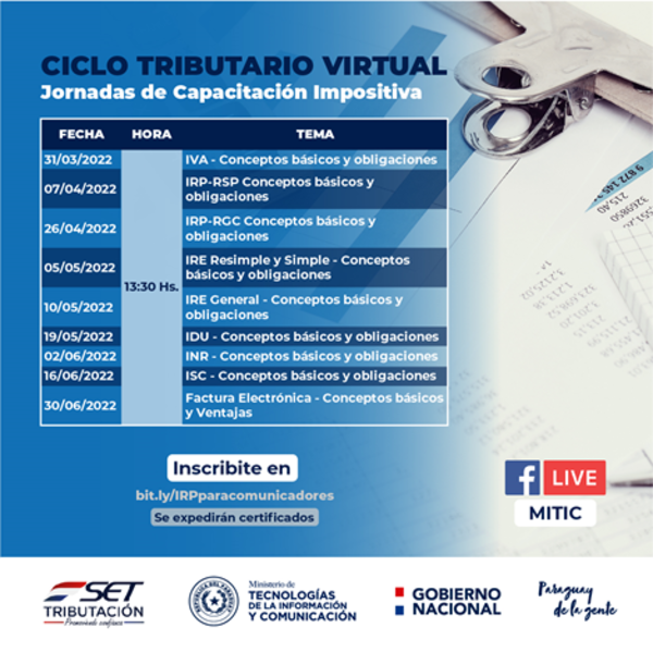 Mitic y Tributación invitan al “Ciclo Tributario Virtual” que arrancará este fin de mes - .::Agencia IP::.