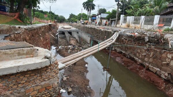 Tras temporal y con obras de desagüe, la avenida Molas López parece zona de guerra