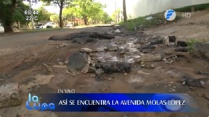 Reportan calamitoso estado de la avenida Molas López de Asunción