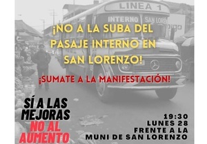 San Lorenzo: Organizan manifestación contra suba de pasaje de transporte interno