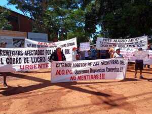 Frentistas de 3 Bocas siguen con protestas: Exigen al MOPC pago de indemnizaciones