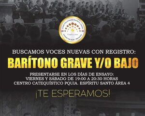 Buscan barítono grave o bajo para coro