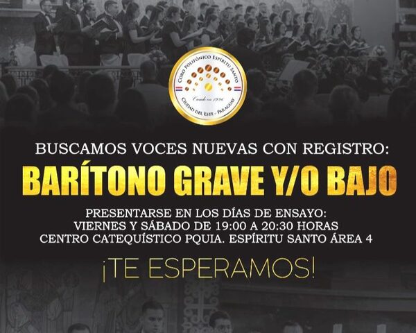 Buscan barítono grave o bajo para coro