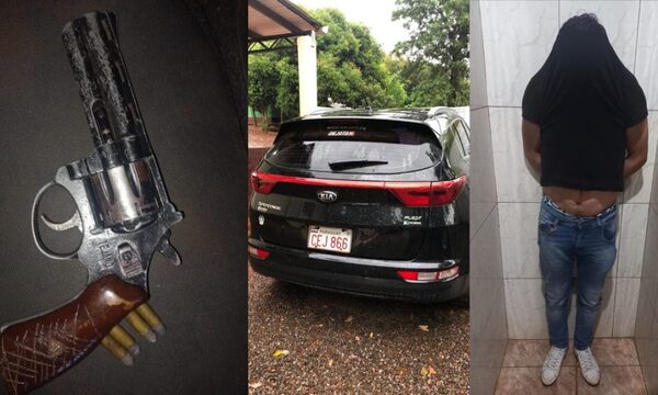 Borracho quedó atravesado en la ruta, tenía un arma de fuego en su poder