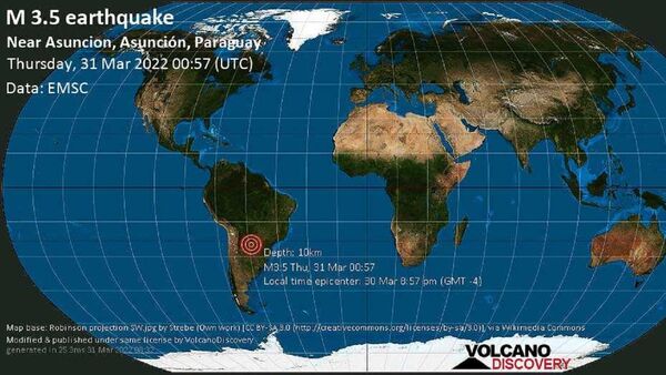Temblor sacudió anoche Asunción
