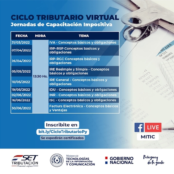 Diario HOY | "Ciclo Tributario Virtual": Hoy inician capacitaciones de la SET y MITIC