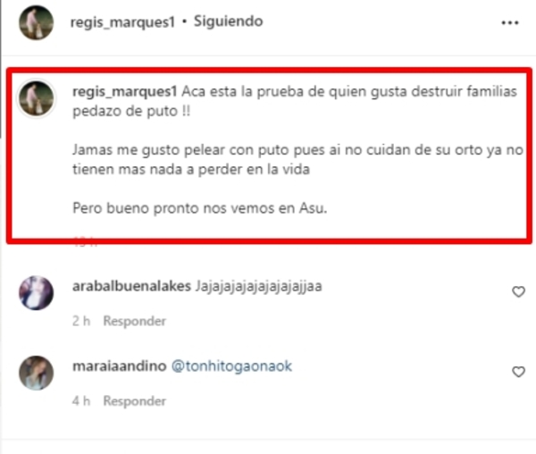 Toñito advierte que una "botinera" volvió al ruedo y Regis Marques se pronunció