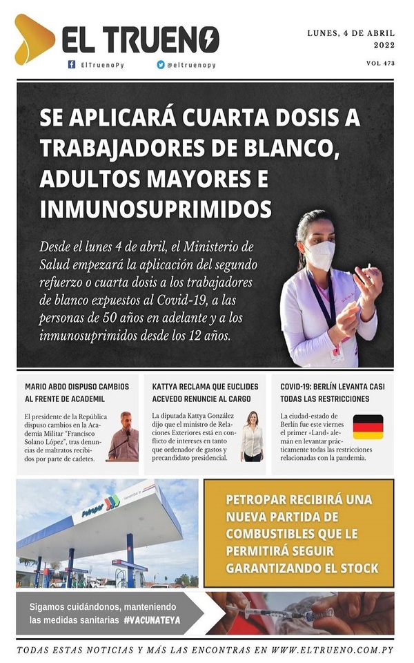 Portadas de este lunes 4 de abril de 2022