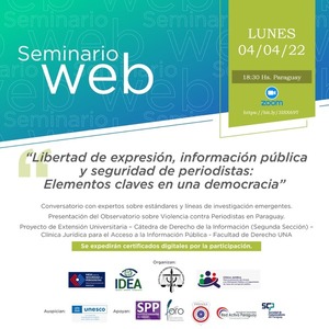 Seminario web sobre "Libertad de expresión, información pública y seguridad de periodistas" » San Lorenzo PY