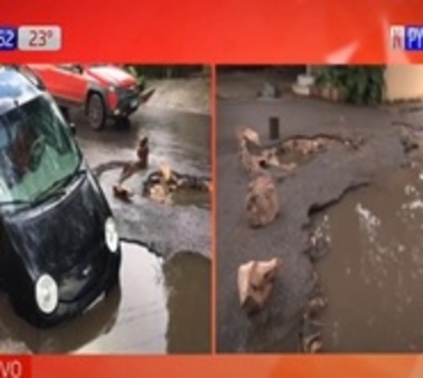 Enorme cráter en Lambaré se traga un automóvil - Paraguay.com