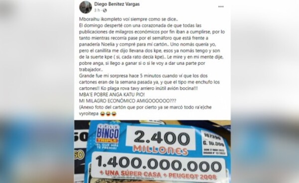 Tenía "corazonada" pero le "enchufaron" cartones de bingo caducados