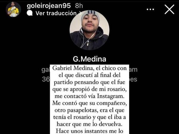 El mensaje que el pasapelotas de Olimpia envió a Jean en Instagram - Cerro Porteño - ABC Color