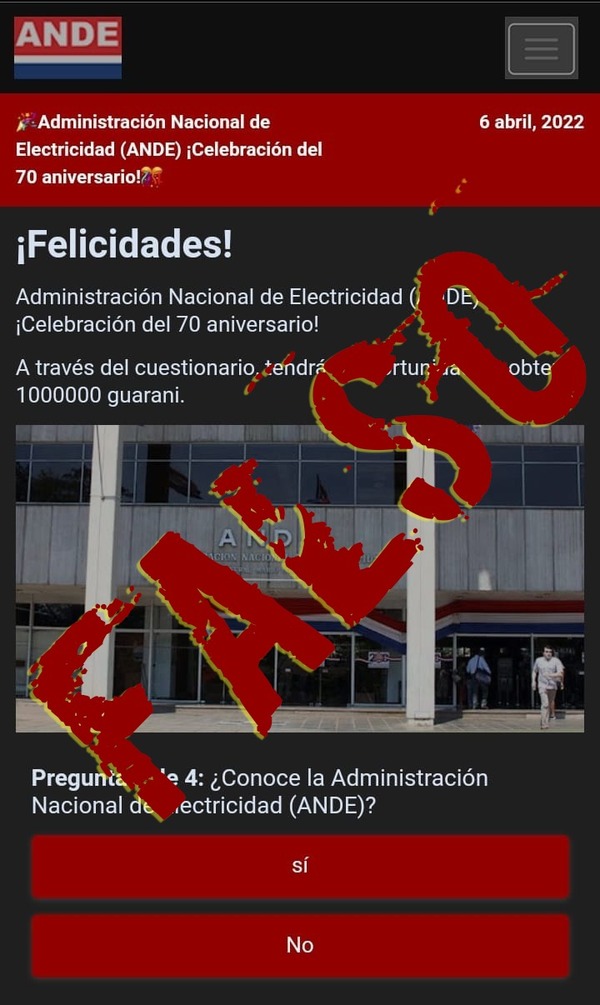 Diario HOY | Bulo de WhatsApp: ANDE aclara que es mentira que regalará dinero