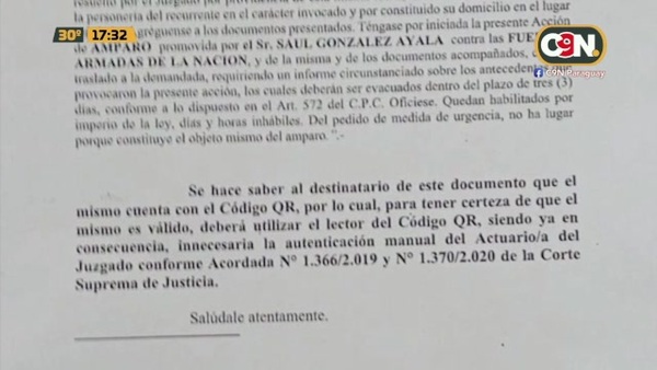Recurso de amparo contra las FF.AA - C9N