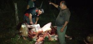 Abigeos faenan dos vacunos, pero no pudieron llevar la carne
