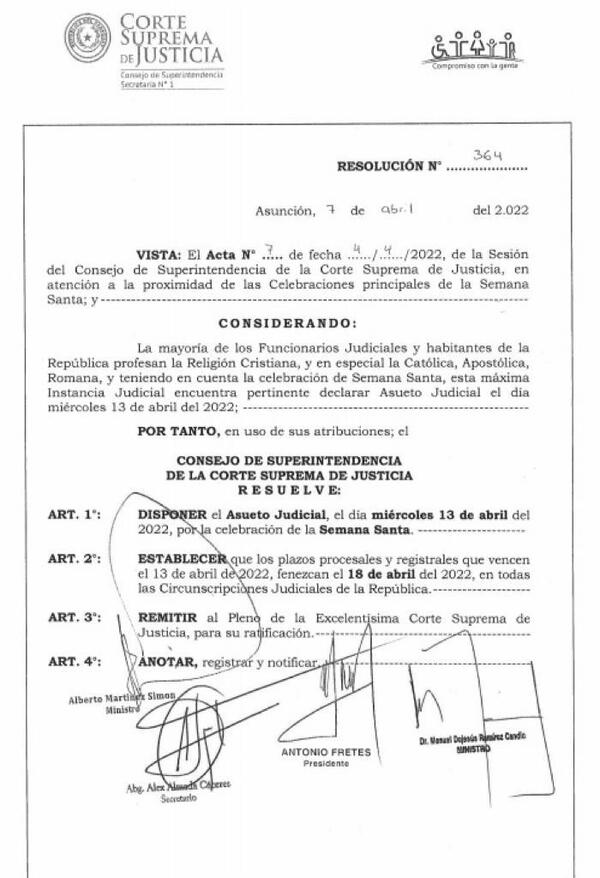 Corte resuelve asueto judicial y dispone suspensión de plazos por Semana Santa - La Clave