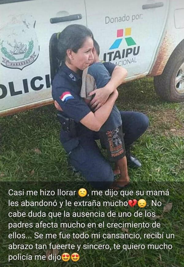El abrazo de un niño a una policía que enterneció las redes sociales - ABC en el Este - ABC Color