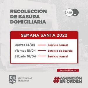 Recolección de basura será normal hasta el Jueves Santo en Asunción - Nacionales - ABC Color
