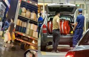 Crónica / [VIDEO] Desesperados loperro cargaron nafta hasta en tambores
