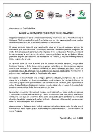 Gremios celebran detención de camioneros