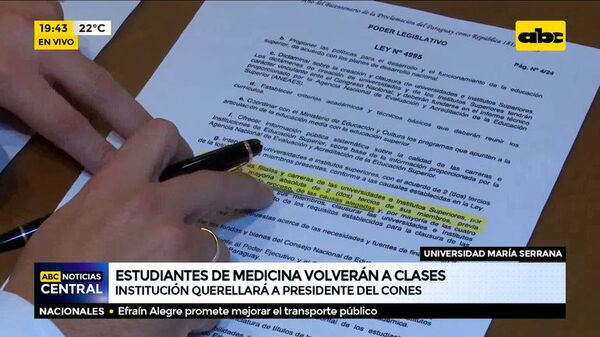 La universidad María Serrana nuevamente habilitada para la carrera de medicina - ABC Noticias - ABC Color