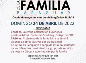 Celebrarán con misa el día de la familia
