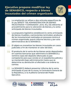 Ejecutivo propone monetizar bienes incautados al Crimen Organizado | 1000 Noticias