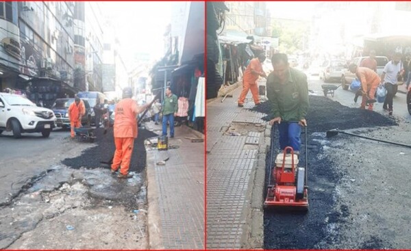 Cuestionan bacheos en avenidas del microcentro de Ciudad del Este