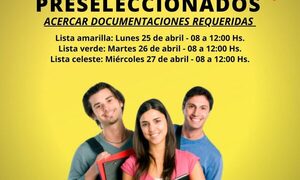 Gobernación de Alto Paraná da a conocer nómina de preseleccionados para becas