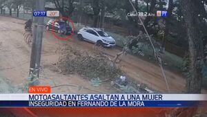Violento asaltante roba celular a una mujer en Fernando de la Mora