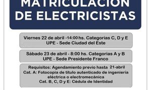 Hoy y mañana rinden electricistas para matricularse a ANDE