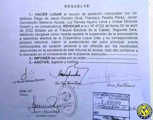 TSJE suspende asamblea electiva de la Cooperativa Luque •