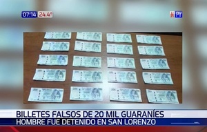 Detienen a un hombre con billetes falsos de G. 20.000