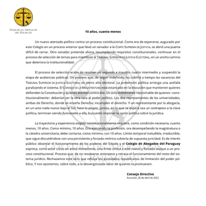 Colegio de Abogados considera como un atentado a la Constitución el intentar admitir a Ancho a la postulación del TSJE - PDS RADIO