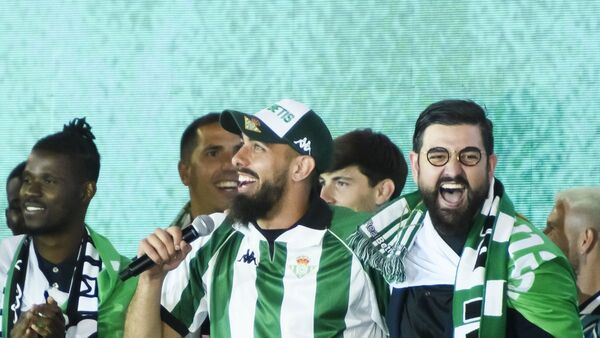 Jugador de Betis festeja parodiando al "borracho de la Arboleda"