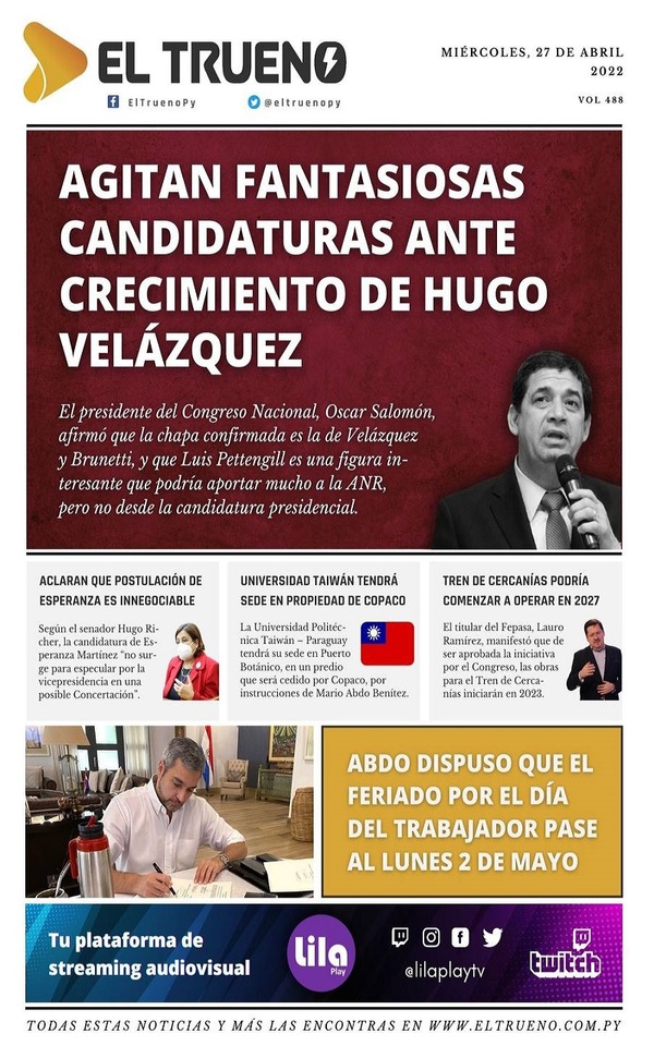 Portadas de este miércoles 27 de abril de 2022
