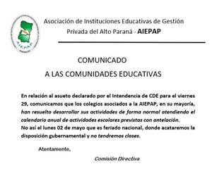 Pese a asueto, colegios agremiados a la AIEPAP tendrán clases este viernes - La Clave