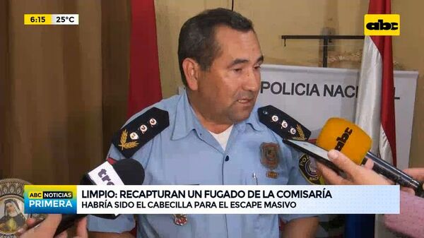 Recapturado un fugado de comisaría de Limpio - ABC Noticias - ABC Color